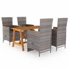vidaXL Set Mobili da Pranzo per Giardino 5 pz Grigio