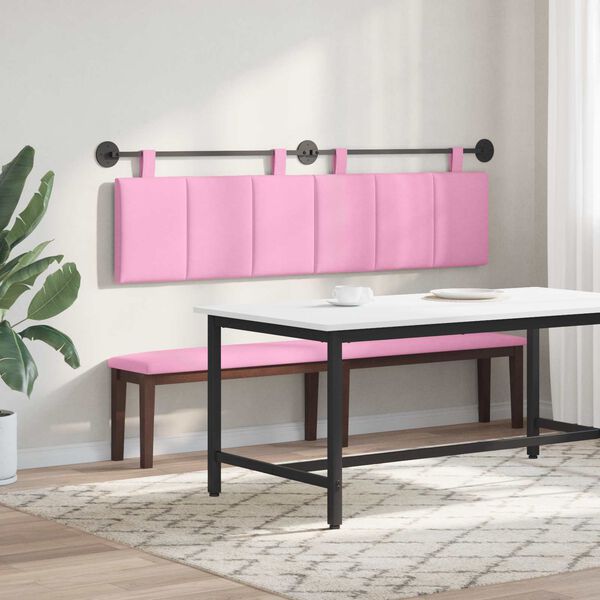 vidaXL Testata appesa Montaggio a parete Rosa 190 x 55 x 5 cm Tessuto