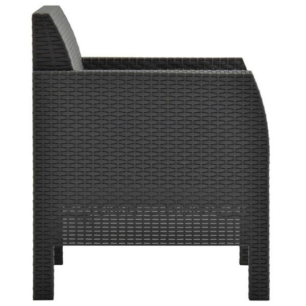 vidaXL Sedia da giardino con cuscino antracite 63x65x76 cm PP Rattan