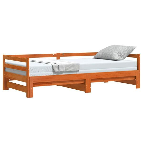 vidaXL Divano Letto con Rotelle senza Materasso Marrone Cera 90x190 cm