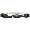 vidaXL Set Divani da Giardino 10 pz con Cuscini in Polyrattan Marrone
