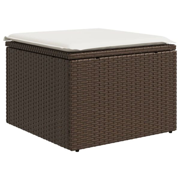 vidaXL Sgabello Giardino con Cuscino Marrone 55x55x37 cm in Polyrattan