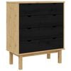 vidaXL Cassettiera con cassetto OTTA Nero 76,5 x 39,5 x 90 cm