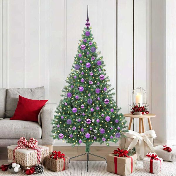 vidaXL Albero di Natale artificiale con luci integrate Verde 180 cm