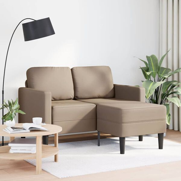 vidaXL Divano 2 Posti con Chaise a L Cappuccino 125 cm in Similpelle