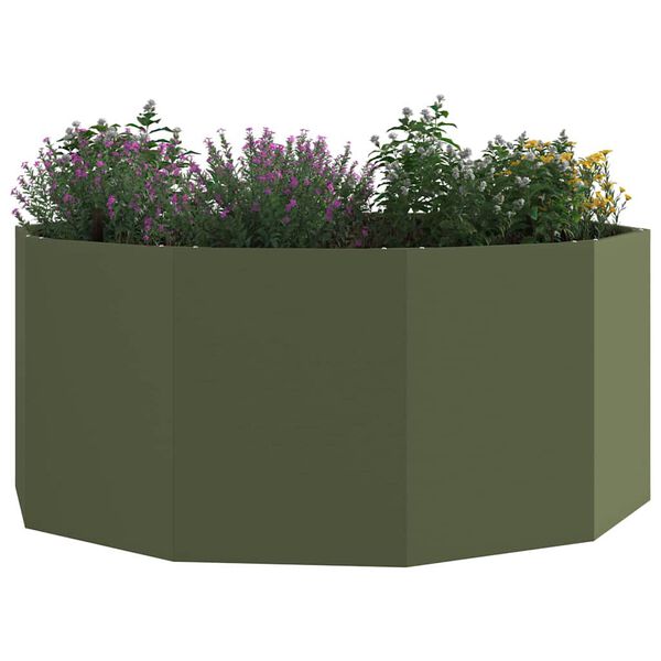vidaXL Fioriera Verde oliva 120 x 120 x 50 cm Acciaio
