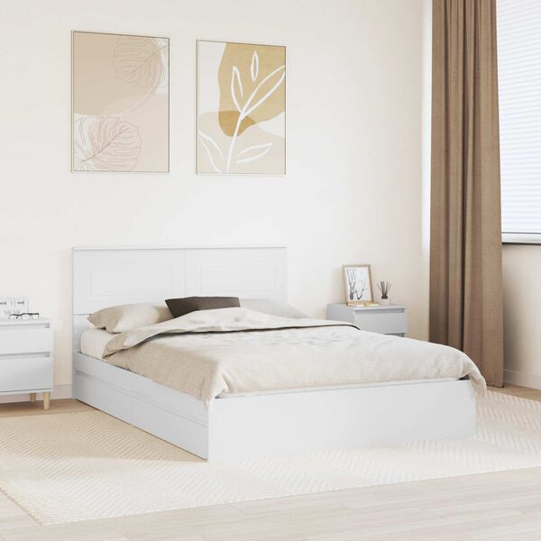 vidaXL Letto con Contenitore Bianco 140 x 200 cm Legno multistrato