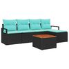 vidaXL Set Divano da Giardino 6 pz Nero polyrattan