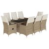 vidaXL Set da Pranzo da Giardino 9 pz con Cuscini Beige in Polyrattan