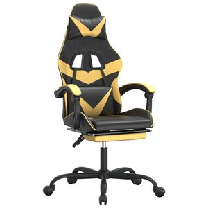 vidaXL Sedia da Gaming con Poggiapiedi Nero e Oro in Similpelle