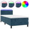 vidaXL Letto a Molle con Materasso e LED Blu Scuro 90x190cm in Velluto