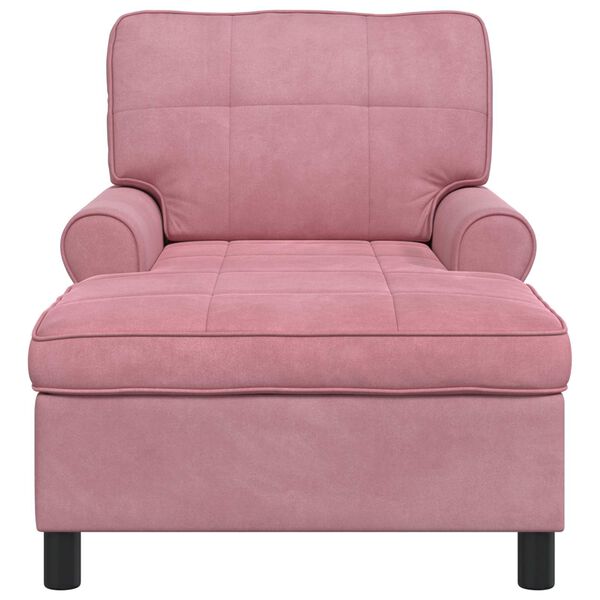 vidaXL Chaise Lounge con cuscino Rosa 91 x 157 x 91 cm Velluto