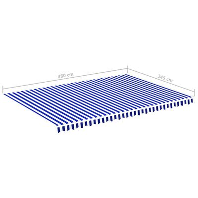 vidaXL Tessuto di Ricambio per Tenda da Sole Blu e Bianco 5x3,5 m