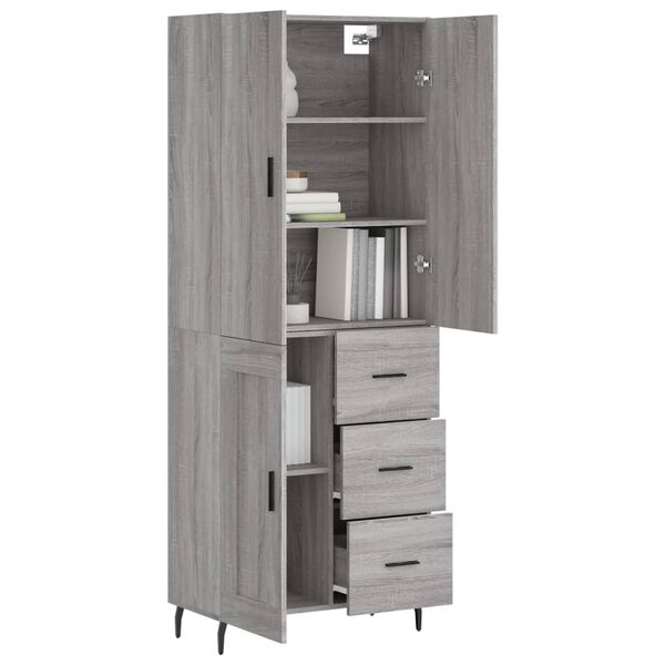 vidaXL Credenza Grigio Sonoma 69,5x34x180 cm in Legno Multistrato