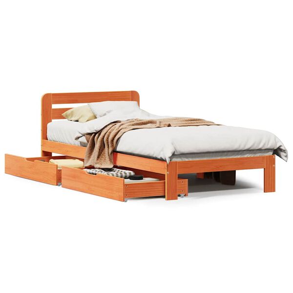 vidaXL Letto senza Materasso Marrone Cera 90x190 cm in Legno di Pino