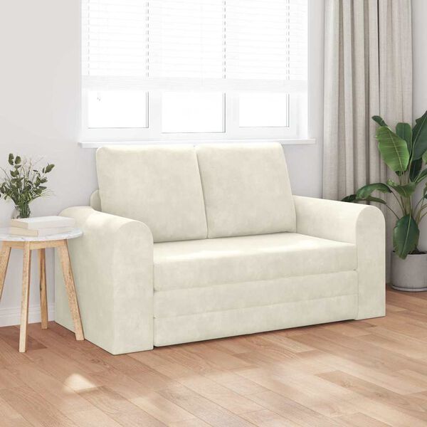 vidaXL Divano letto 60cm Crema Velluto