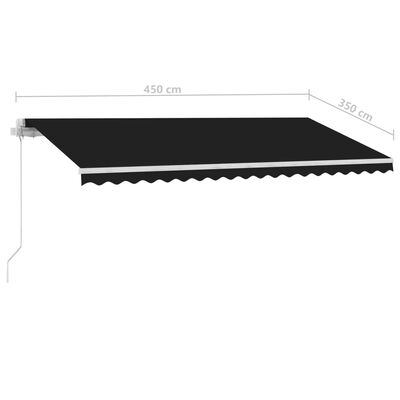 vidaXL Tenda da Sole Retrattile Manuale LED 450x350 cm Antracite