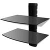 vidaXL Scaffale con 2 Mensole di Vetro a Muro per DVD Nero
