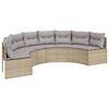 vidaXL Divano Giardino Tavolo e Cuscini Semicircolare Beige Polyrattan