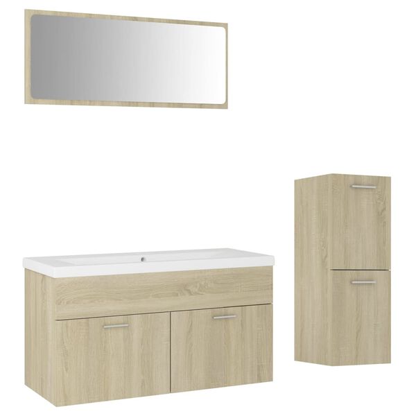 vidaXL Set Mobili da Bagno Rovere Sonoma in Legno Multistrato