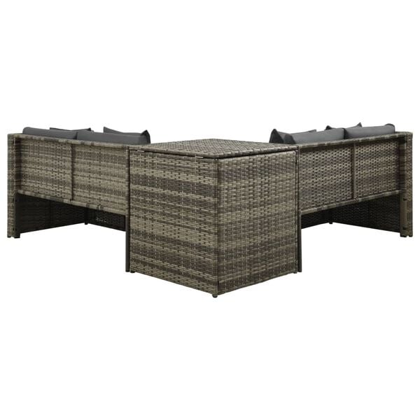 vidaXL Set Divani da Giardino 4 pz con Cuscini in Polyrattan Grigio