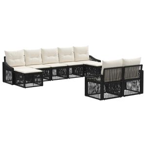 vidaXL Set Divano da Giardino 9 pz Nero polyrattan