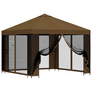 vidaXL Gazebo da giardino con pareti laterali 3 x 3 m Tortora