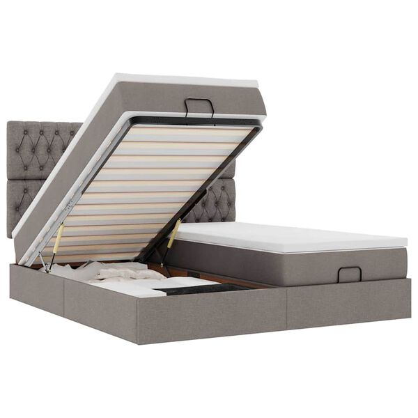 vidaXL Struttura Letto Pouf con Materassi Tortora 180x200cm in Tessuto