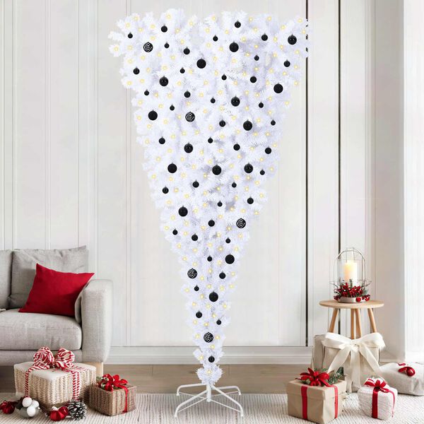 vidaXL Albero di Natale artificiale Bianco 240 cm PVC e Acciaio