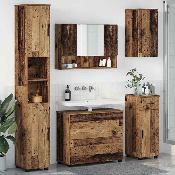 vidaXL Set di mobili per il bagno con cassetto 5 pcs Legno vecchio