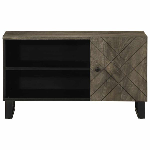 vidaXL Mobile Porta TV Nero 80x33x46 cm in Legno Massello di Mango