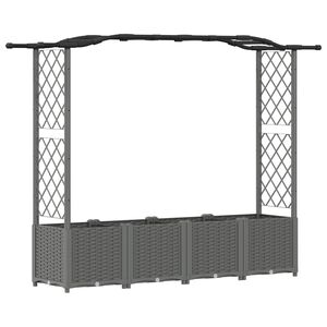 vidaXL Letto Rialzato con Griglia e Tetto Grigio chiaro PP