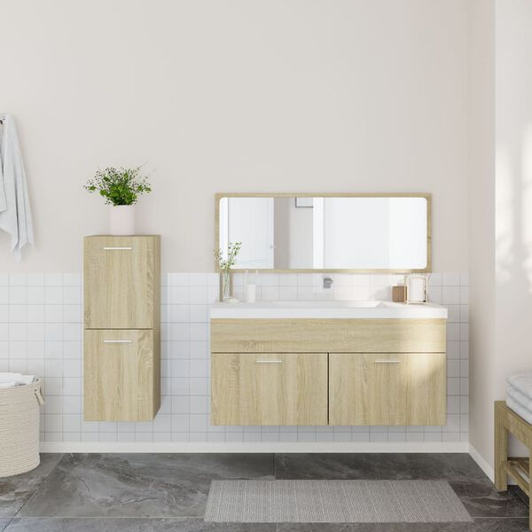 vidaXL Set Mobili da Bagno 3 pz Rovere Sonoma in Legno Multistrato