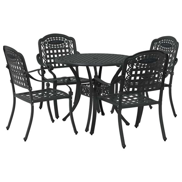vidaXL Set da Pranzo per Giardino 5 pcs Nero Alluminio