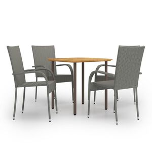 vidaXL Set Mobili da Pranzo Giardino 5 pz in Polyrattan Grigio