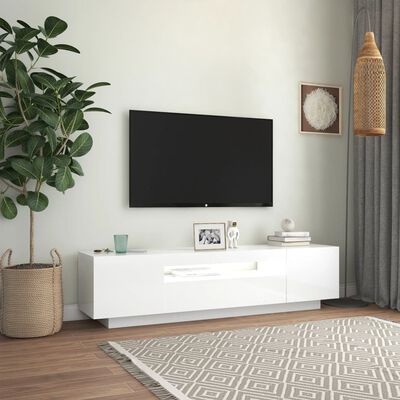 vidaXL Mobile Porta TV con Luci LED Bianco Lucido 160x35x40 cm