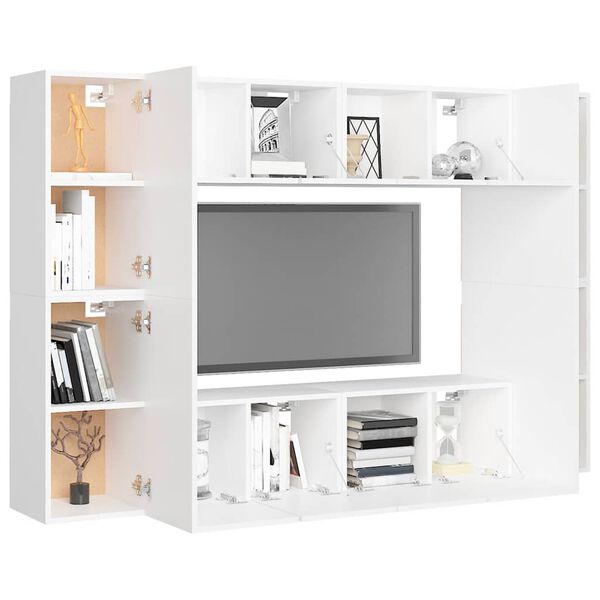 vidaXL Set Mobili Porta TV 8 pz Bianco in Legno Multistrato
