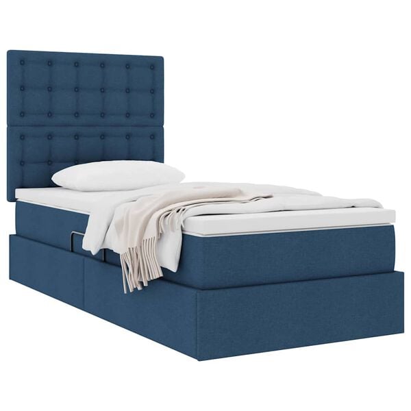 vidaXL Letto con contenitore e materasso Blu 90 x 200 cm Poliestere