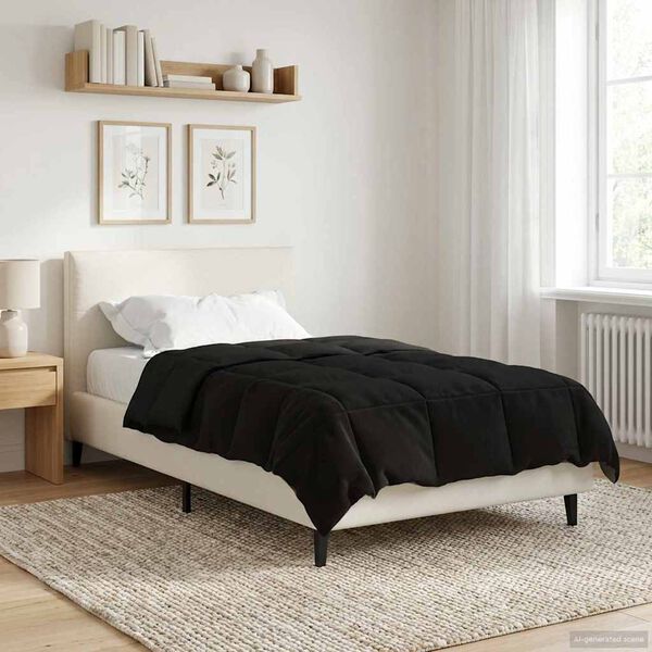 vidaXL Piumone Completo Annuale Nero 135 x 220 cm Microfibra