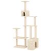 vidaXL Albero per gatti con pali per graffiare in sisal Crema 177,5 cm