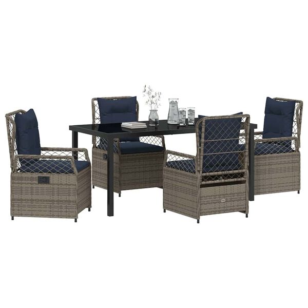 vidaXL Set da Pranzo per Giardino 5 pcs Grigio polyrattan