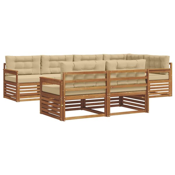 vidaXL Set di divani da esterno con cuscino 7 pcs Naturale e Beige