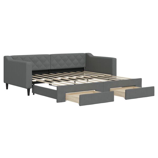 vidaXL Divano Letto Estraibile Cassetti Grigio Scuro 90x190cm Tessuto