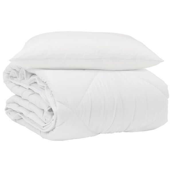 vidaXL Duvet Estivo con cuscino 2 pcs Bianco Microfibra