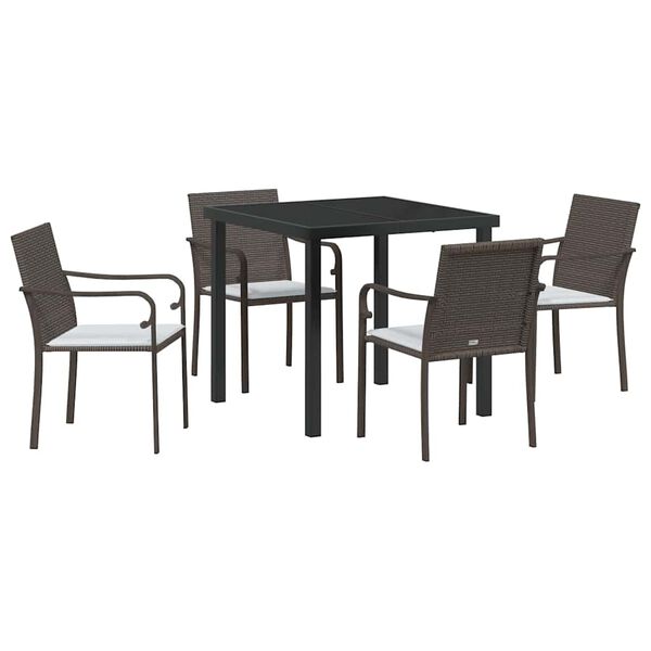 vidaXL Set da Pranzo per Giardino 5 pcs Marrone Poly Rattan