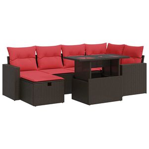 vidaXL Set Divani da Giardino con Cuscini 7pz Marrone Polyrattan Acacia