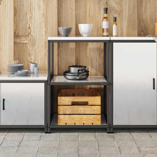 vidaXL Stoccaggio in cucina Argento 60 x 50 x 92 cm Acciaio
