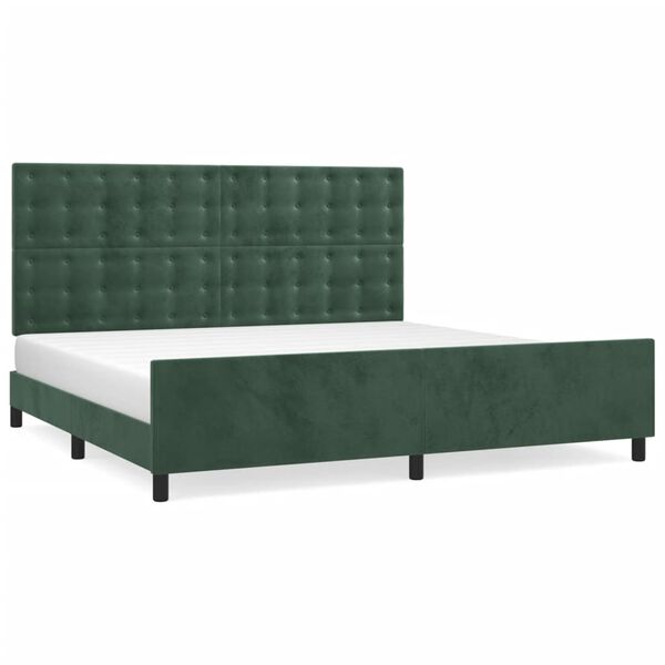 vidaXL Giroletto senza Materasso Verde Scuro 200x200 cm in Velluto