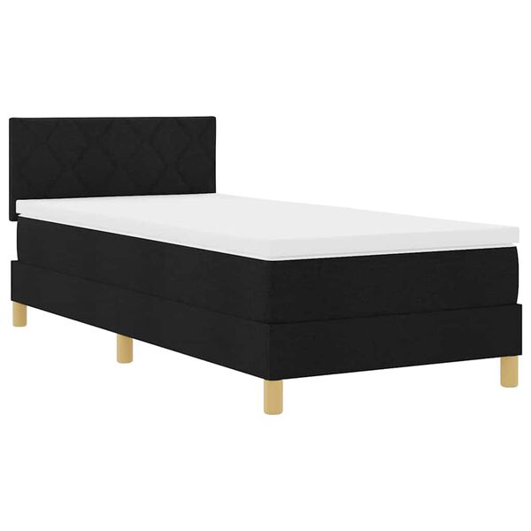 vidaXL Letto a Sorgente LED con materasso Nero 90 x 190 cm Tessuto