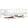 vidaXL Divano Letto con Cassetti 90x200 cm Bianco in Massello di Pino